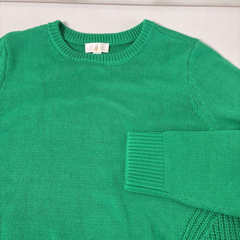 Belle by Kim Gravel Sweater Size XL Green Shaker Knit Crew Neck Pullover A674069 - Picture 8 of 8